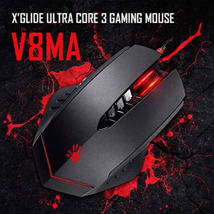 Bloody V8MA, Kabelgebundene Gaming Maus mit 3200 DPI, Metal Glides und AHEAD-Technologie, schwarz – Bild 5