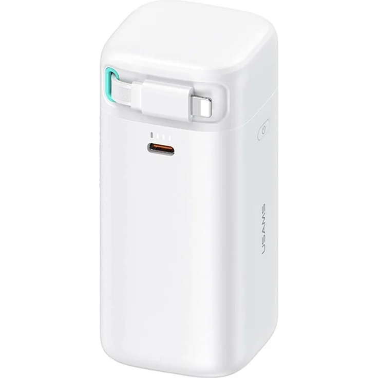 Usams XMF Series Powerbank 18000 mAh mit Lightning Kabel, PD45W Fast Charge, weiß