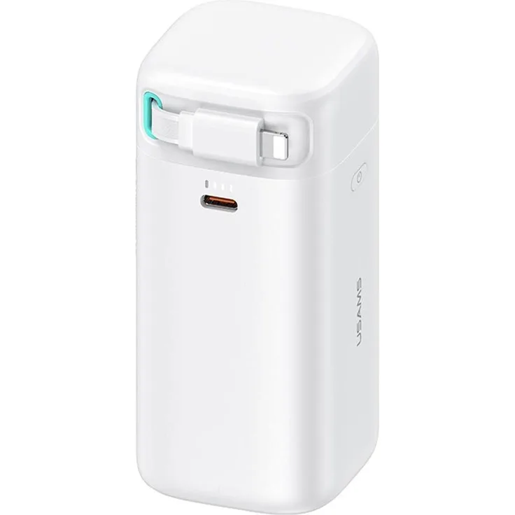 Usams XMF Series Powerbank 18000 mAh mit Lightning Kabel, PD45W Fast Charge, weiß