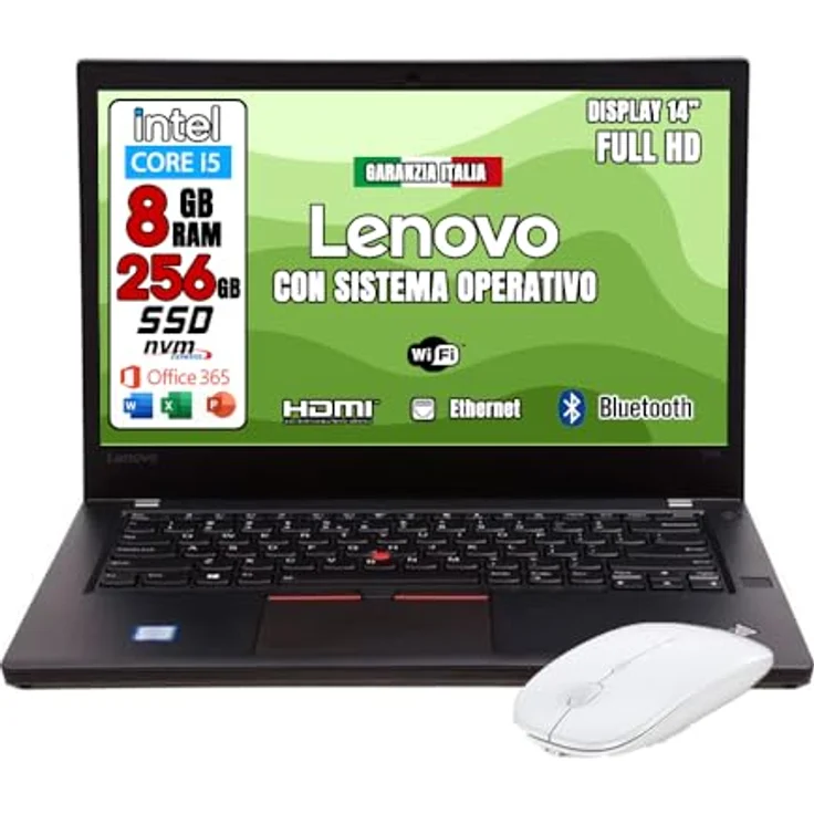 Lenovo Edition, Laptop Intel Core i5, gebrauchsfertig mit Office-Paket 365, 14-Zoll-HD-Display, 8 GB RAM, 256 GB SSD, italienische Garantie – Bild 1