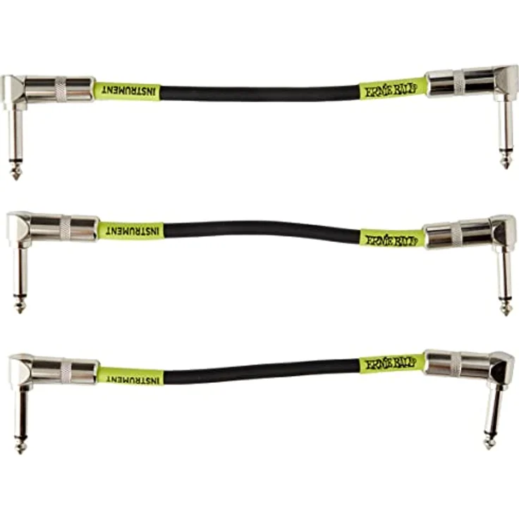 Ernie Ball Patchkabel beidseitig gewinkelt, 15,24 cm, 3er-Pack, schwarz, sauerstofffreies Kupfer, flexible Konstruktion, doppelte Abschirmung – Bild 1