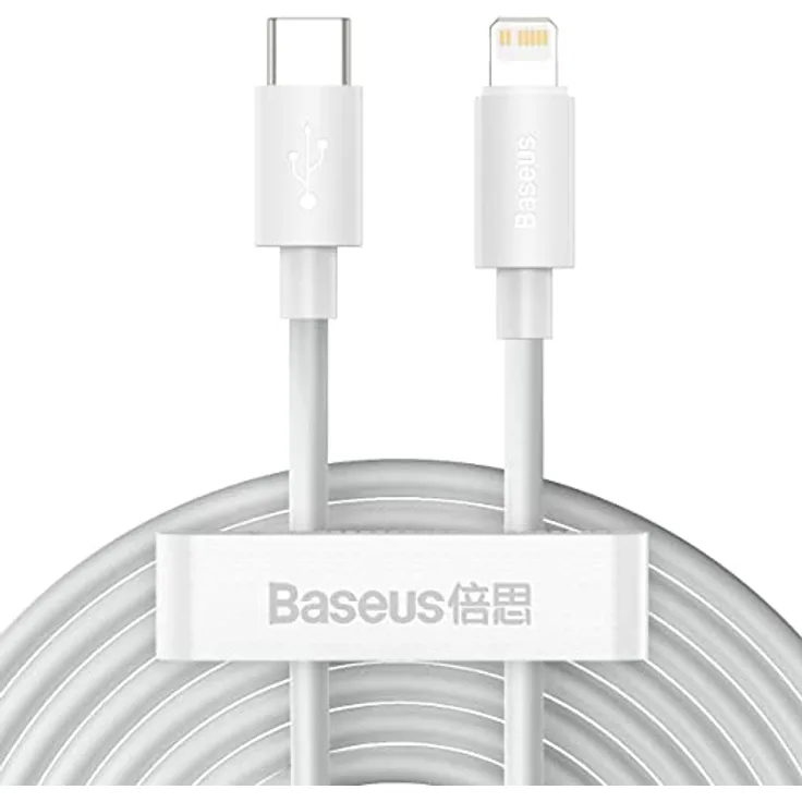 Baseus Cable Simple Wisdom - Type C to Lightning - PD 20W 5A 1,5 m - 2 pieces (TZCATLZJ-02) white