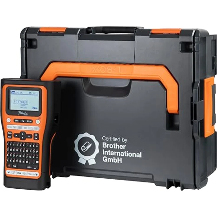 Brother P-touch E560BT, Etikettendrucker mit Bluetooth und L-BOXX, orange/schwarz – Bild 2