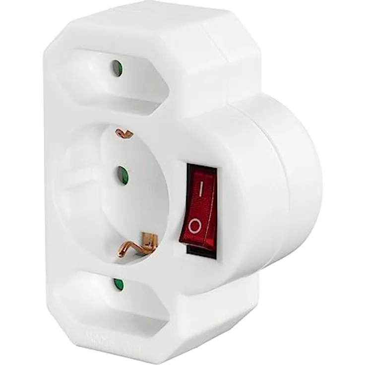Hama Steckdosenadapter, mit Schalter (Steckdosenadapter 3fach, Steckdosenadapter mit Schalter, Mehrfachstecker, Multistecker, Mehrfachsteckdose, Multisteckdose) weiß – Bild 1