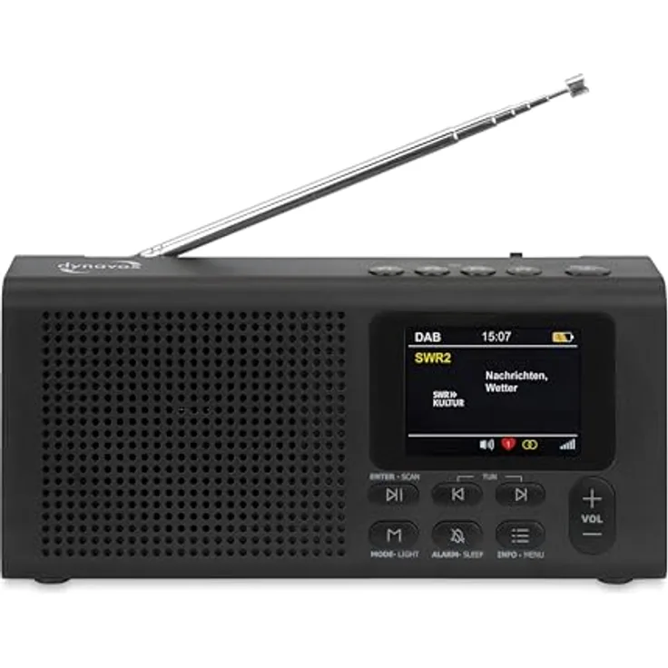 Dynavox DBT200 tragbares, digitales DAB+/UKW Radio, Wecker, BT, TFT-Display, Schwarz
