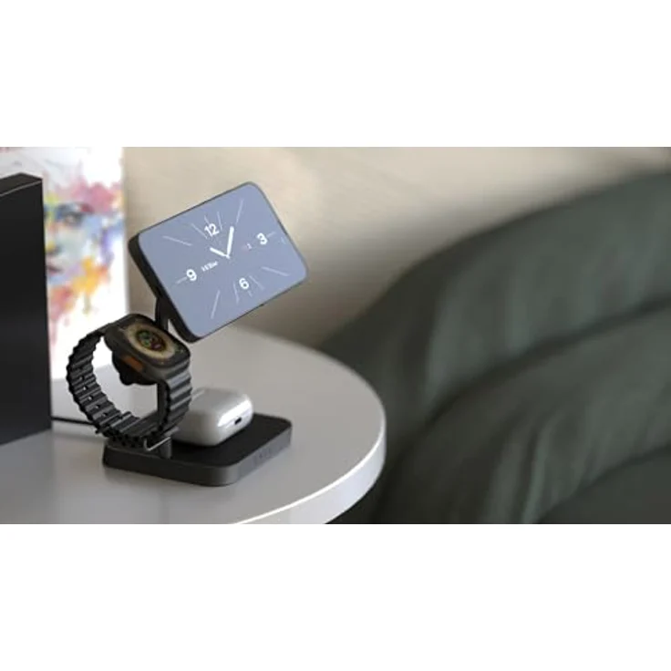 OtterBox Zens Office Wireless Charger 3, kabelloses 15 W Ladegerät für iPhone, Apple Watch und AirPods, MagSafe und Qi-kompatibel, inkl. 45-W-Netzadapter, Schwarz – Bild 5