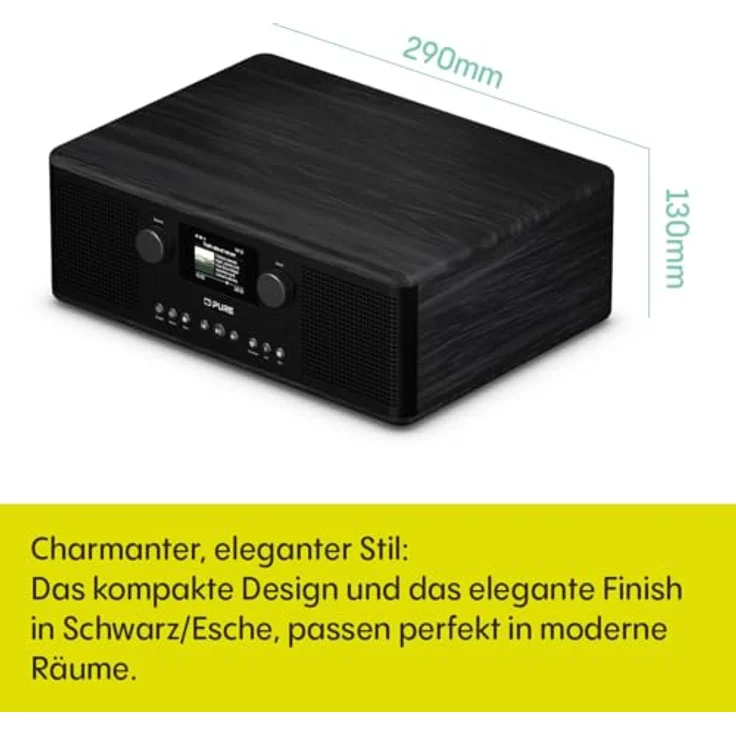 Pure Classic C-D6i All-in-One Internetradio mit WLAN, DAB+/FM, Bluetooth 5.3, CD-Player, USB, AUX, 150 Speicherplätze, 2X 15W Stereo-Sound, Farbdisplay, Wecker & Sleep-Timer in Schwarz – Bild 6