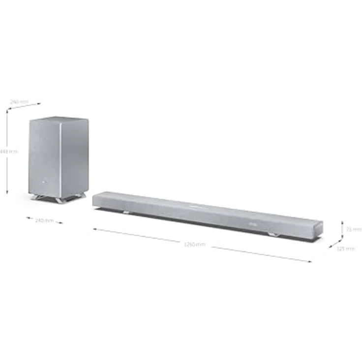 SHARP HT-SBW55121(SL) 5.1.2 Dolby Atmos/DTS:X Soundbar mit drahtlosem Subwoofer, 650W, Bluetooth 5.3, HDMI, Silber – Bild 5