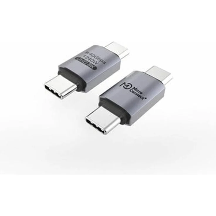 MicroConnect USB-C Adapter, USB-C (M) zu USB-C (M), USB4 Gen3x2, 40 Gbps, 240W, Schwarz