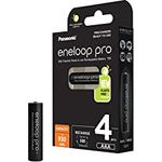 Panasonic eneloop pro, Ready-to-Use NI-MH Akku, AAA/Micro, 4er-Pack, min. 930 mAh, 500 Ladezyklen, geringer Selbstentladung, wiederaufladbarer Akku, plastikfreier Verpackung, black, BK-4HCDE/4BE