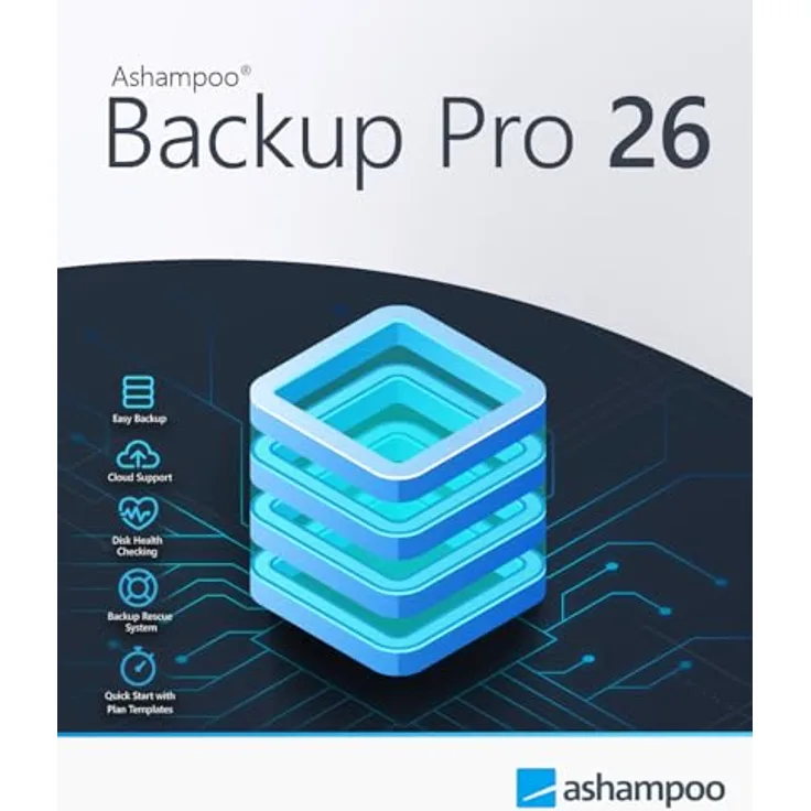 Ashampoo Backup Pro 26, Backup-Software zur Daten- und Systemwiederherstellung, 1 Gerät, 1 Benutzer, PC Aktivierungscode per Product Key Card, verbesserte Performance und Flexibilität, BitLocker-Unterstützung