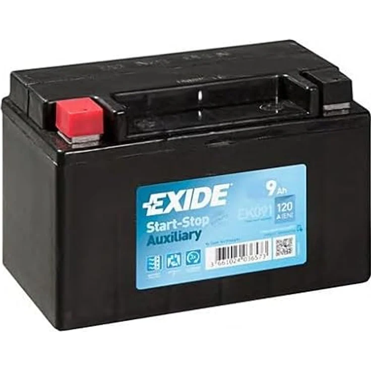Exide Backup Batterie "Start-Stop Auxiliary" EK091, AGM-Batterie mit 12V und 9Ah, Kälteprüfstrom 120A – Bild 3