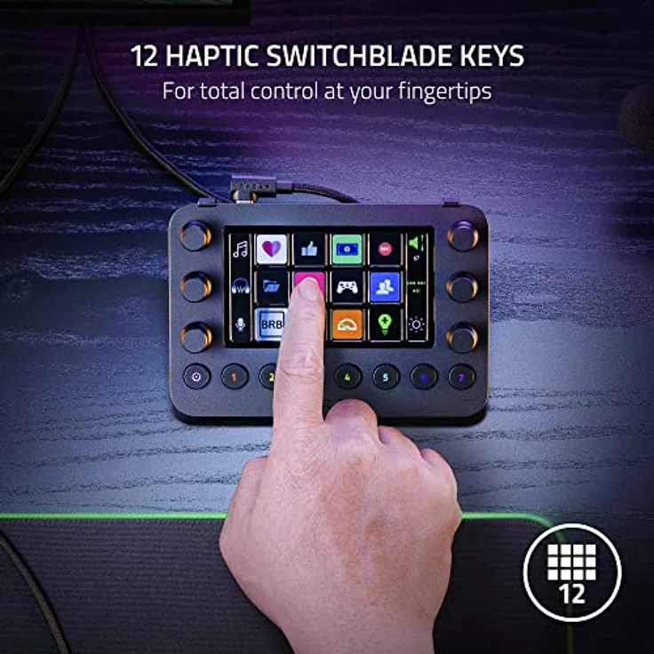Razer Stream Controller - All-in-One-Deck für Streaming und Content-Erstellung (12 Haptisch Schaltbare Tasten, 6 Taktile Analog-Dials, 8 Programmierbare Knöpfe) Schwarz – Bild 3