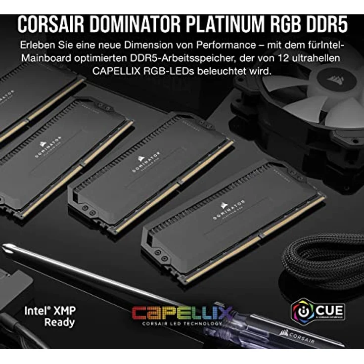 Corsair DOMINATOR PLATINUM RGB DDR5 RAM 32GB (2x16GB) 5200MHz CL40 Intel XMP iCUE Kompatibel Computer Speicher - Schwarz (CMT32GX5M2B5200C40) – Bild 2