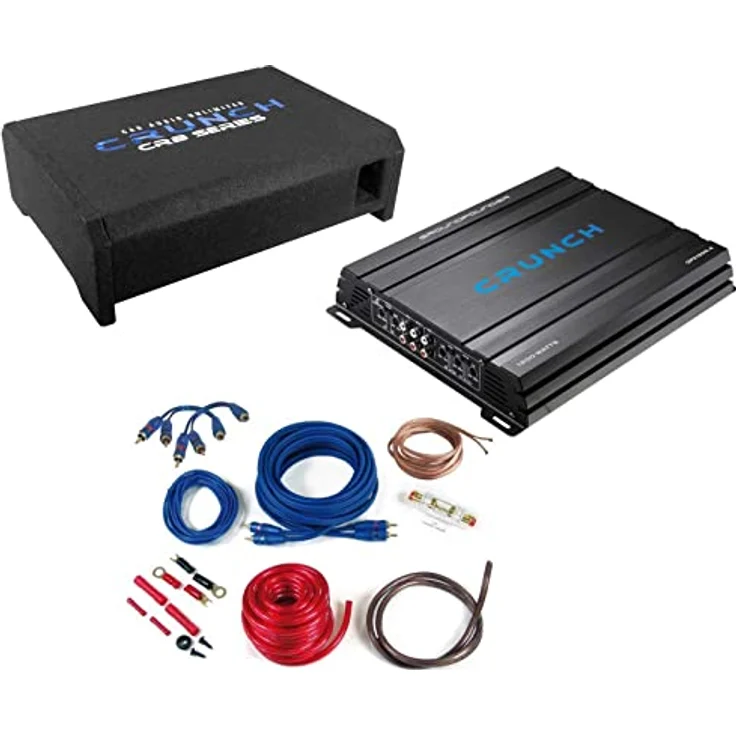 Crunch CBP 1000F BASSPACK - Flache Subwooferkiste + 4-Kanal Endstufe (200W) - Schwarz – Bild 2