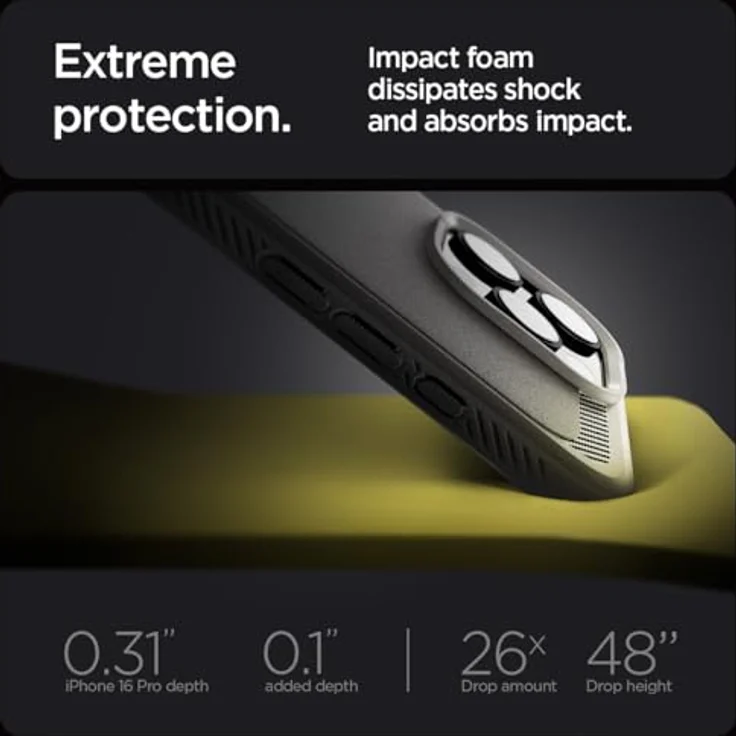 Spigen Rugged Armor MagFit Hülle für iPhone 16 Pro, Grau - Integriertes Magnet, verbesserte Griffigkeit, XRD-Pad, Air Cushion Technologie – Bild 4