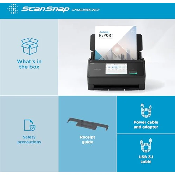 RICOH ScanSnap IX2500, ADF-Dokumentenscanner mit 45 Seiten/Min, Duplex-Scan, WLAN & USB, schwarz – Bild 8