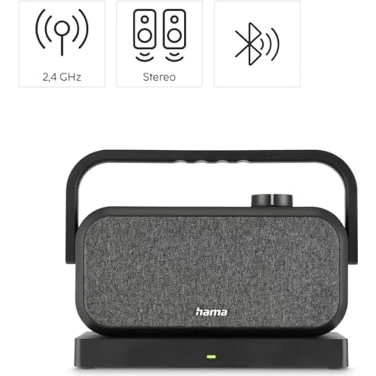 Hama 221849 Senioren TV Bluetooth Lautsprecher, tragbarer Stereo-Lautsprecher mit 2,4-GHz-Station, Schwarz/Grau, versandkostenfrei – Bild 3