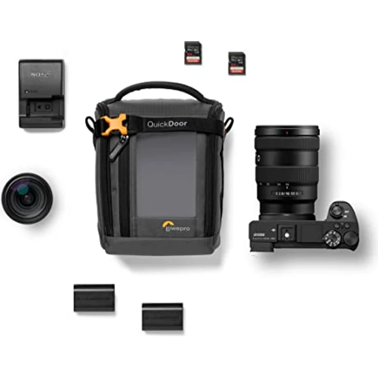 Lowepro GearUp Creator Box Medium II, Spiegellose und DSLR-Kameratasche, Kameratasche mit QuickDoor-Zugang, Hergestellt aus Recyclingmaterial, Orange Gepolsterte Innenfächer, Grau – Bild 3