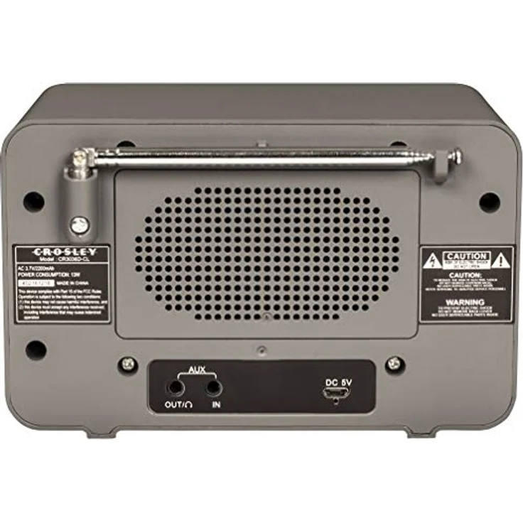 Crosley Tribute AM/FM Radio, Tragbarer Bluetooth Lautsprecher mit Kopfhöreranschluss und Micro-USB-Ladekabel, Wiederaufladbarer Party-Lautsprecher, Anthrazit – Bild 4