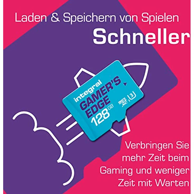 Integral 128GB Gamer's Edge Micro SD Card für die Nintendo Switch - Schnelles Laden & Speichern von Spielen Speichern von Spielen DLC & Daten Entwickelt für Nintendo Switch, Switch Lite & Switch OLED – Bild 2