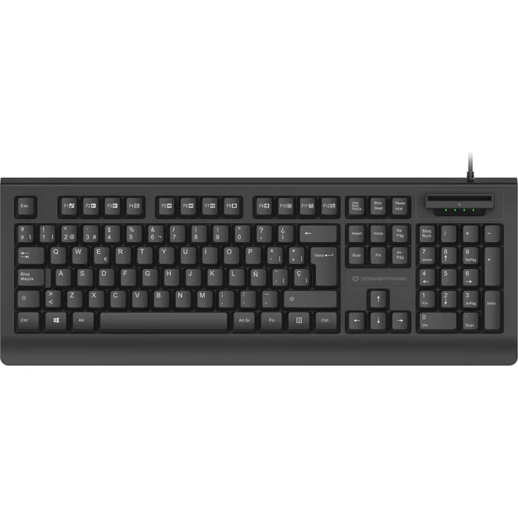 Conceptronic USB Tastatur mit Smart ID-Kartenleser, volles Layout IT, schwarz