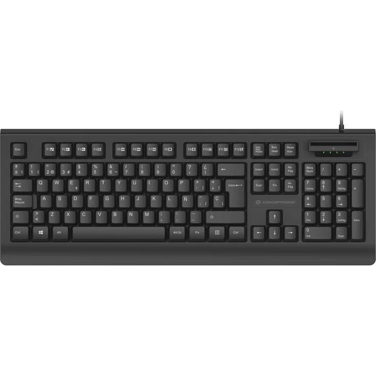 Conceptronic USB Tastatur mit Smart ID-Kartenleser, volles Layout IT, schwarz