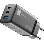 Cellularline | Multipower Micro Netzladegerät | Super Fast Charger 65W mit 3 USB-C-Anschlüssen - ausgestattet mit Gan-Technologie - Kompatibel mit Smartphones, iPhone, Tablet, iPad, Laptop und MacBook