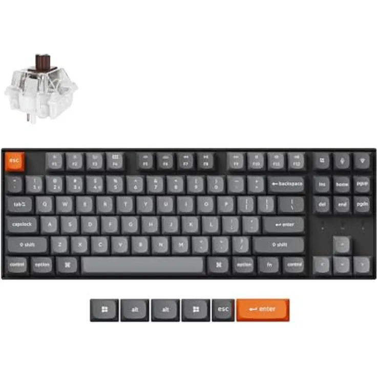 Keychron K8 Max Custom Wireless Mechanische Tastatur 2.4 GHz/Bluetooth/USB-C, Wiße LED, QMK/VIA Programmierbare Makros, PBT Keycaps, Super Brown Switch