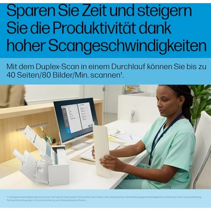 HP ScanJet Pro 4200 s1, ADF Duplex-Scanner für A4 mit 600 DPI, 40 ppm, Blau und Weiß – Bild 8