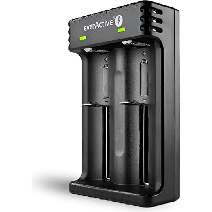 everActive Ladegerät für 2 Stück Li-Ionen-Akkus wie 18650, professionell, schnell, Micro USB, Modell: LC-200, Schwarz – Bild 1