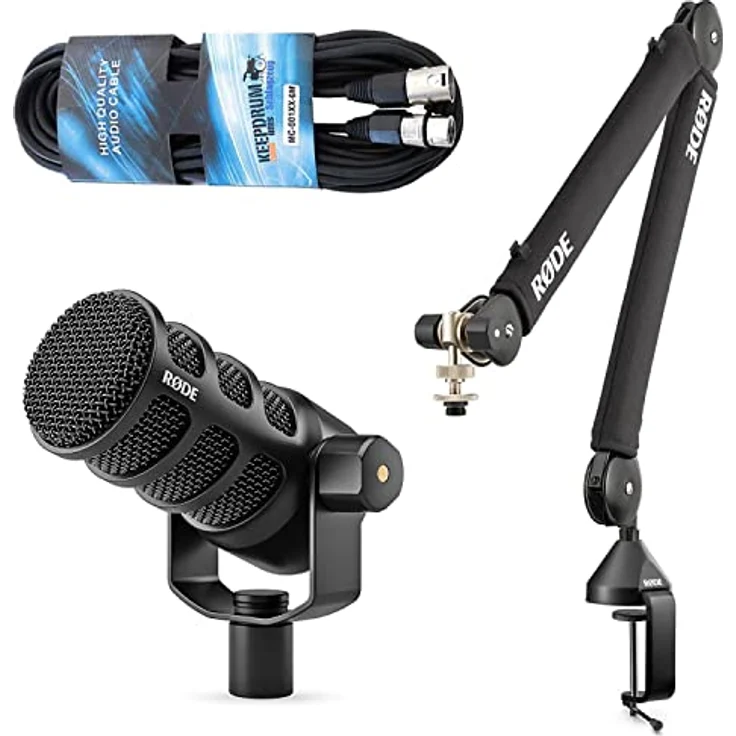 Rode Podmic USB XLR Mikrofon + PSA-1+ Plus Gelenkarm-Stativ + keepdrum XLR-Kabel – Bild 1