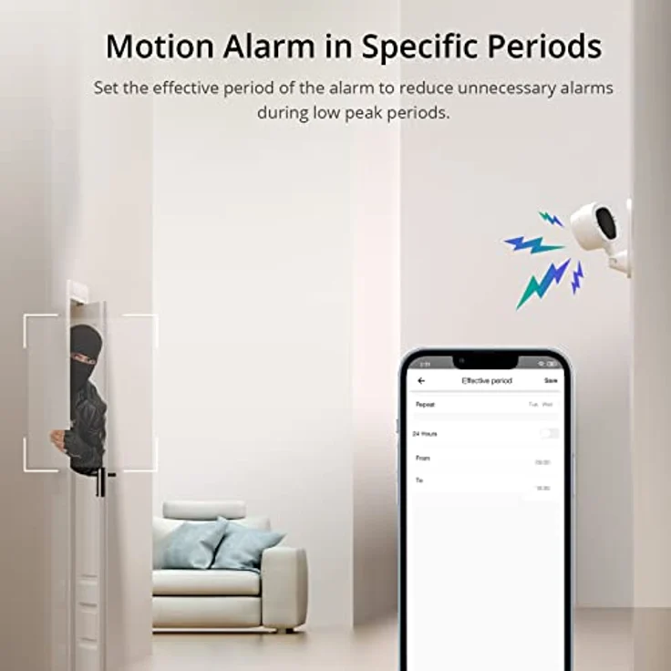 SONOFF Überwachungskamera Innen,CAM Slim 1080P WLAN IP Kamera Überwachung Innen,Heimsicherheit Babyphone mit Kamera,Bewegungserkennung,Nachtsicht,Zwei-Wege-Audiosystem,Kompatibel Alexa, Google Home – Bild 5