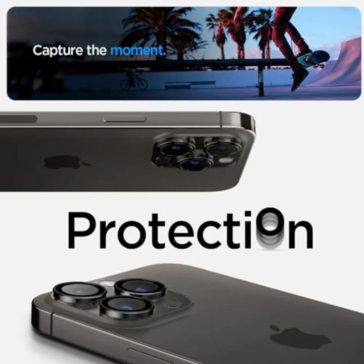 Spigen Glas.tR EZ Fit Optik Pro Kameraschutz für iPhone 15 Pro/Pro Max/14 Pro/Pro Max, 2 Stück, Schwarz, Individuelle Kameraprotektion, Anti-Kratzer – Bild 3