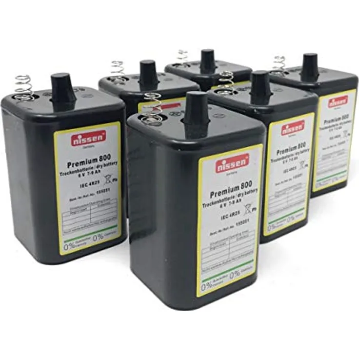 akku-net 4R25 6V-Blockbatterie, Ersatz für Nissen Laternenbatterie, 6er Set für Baustellenleuchten und Handscheinwerfer