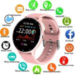 DTC GmbH Smartwatch mit Blutdruckmessung, Fitness-Tracker (1,28 Zoll), IP67, wasserdicht - Rot