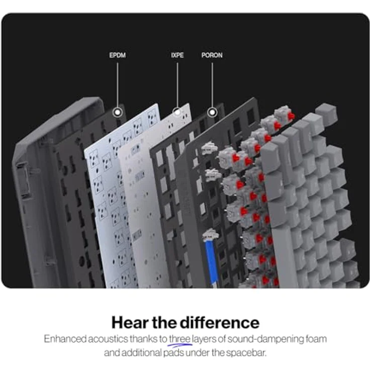 ENDORFY Thock V2 CZ, Gaming-Tastatur mit Gateron Red Switches, hot-swap, Aluminiumoberteil, programmierbare Makros, Lautstärkeregler und Mute-Funktion – Bild 3