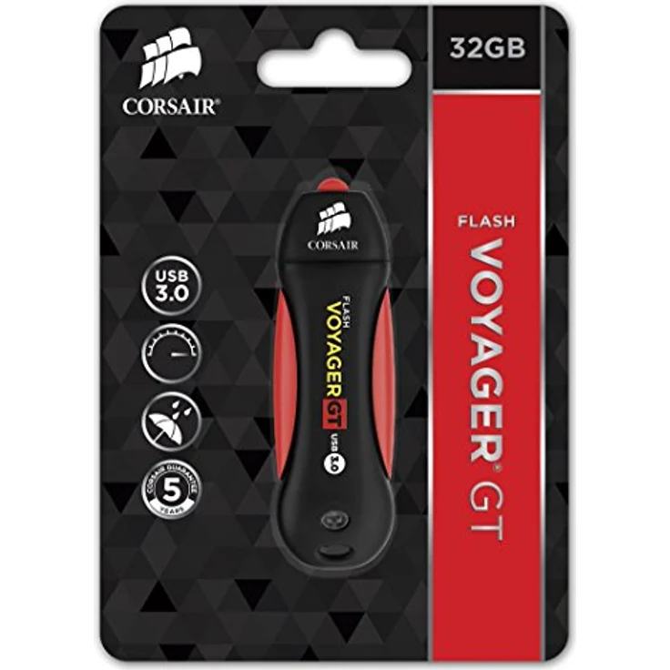Corsair Flash Voyager GT, 1TB USB 3.0 Speicherstick (leistungsstark mit USB 3.0 oder USB 2.0, robustes Gummigehäuse, wasserabweisend, stoßfest) Schwarz-Rot – Bild 6