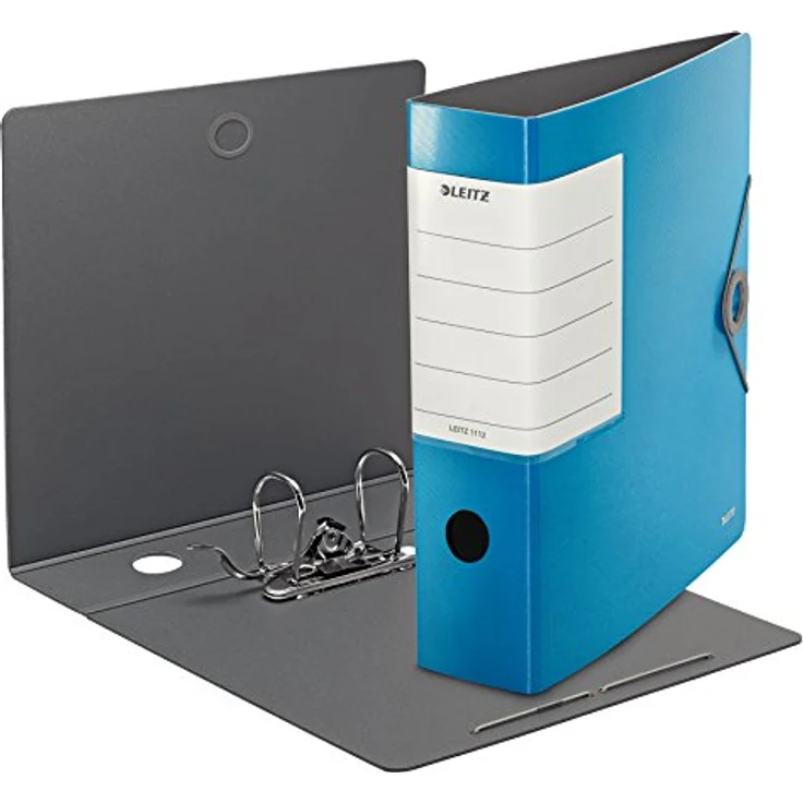 LEITZ Aktenordner 180° Solid 1112, Ordner breit, auswechselbares Rückenschild, A4, blau, mit extrabreiter Sichttasche – Bild 2