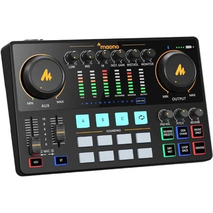 Maono AME2 Sound Card Black, vielseitige Audio-Soundkarte mit bis zu 8 Stunden Laufzeit und breiter Kompatibilität