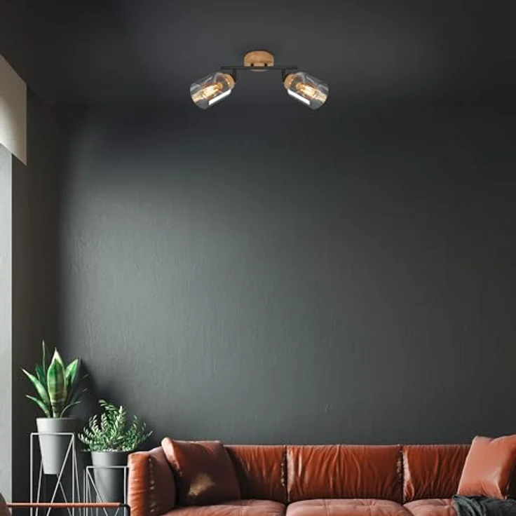 Briloner Deckenlampe Rauchglas, Schwenkbar, Schwarz-Holz – Bild 5