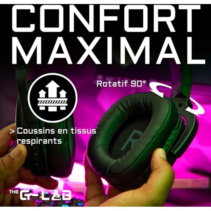 THE G-LAB Korp Promethium Wireless Gaming Headset, kabellos für PS4/PS5/PC, mit RGB-Hintergrundbeleuchtung und hochwertigem Stereo-Sound – Bild 5