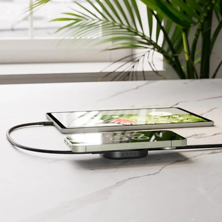 ZENS Induktions-Ladegerät ZECC05B, Qi2-zertifiziertes 15 W Schnellladen, USB-C®, schwarz – Bild 5