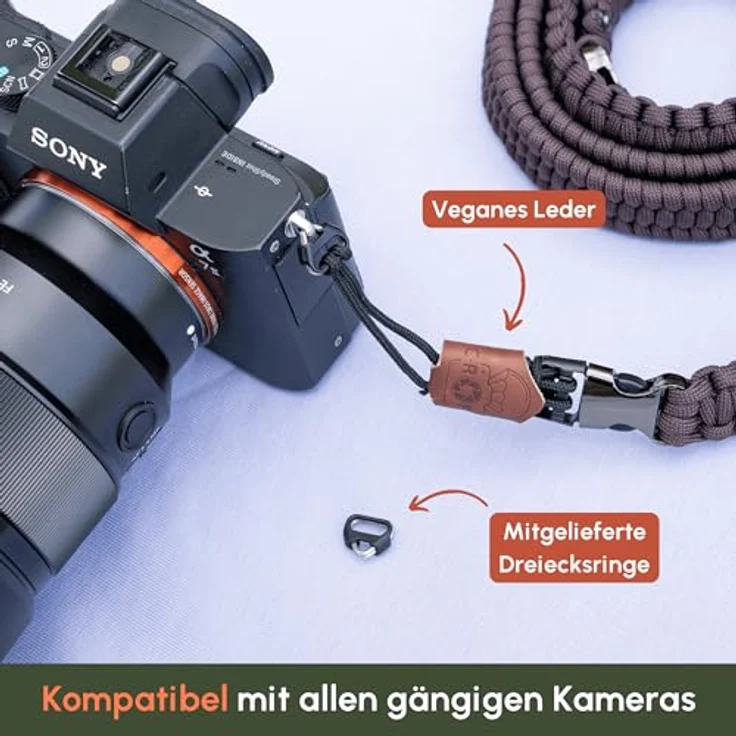 C-Rope Kameragurt THE TRAVELER handgeflochten aus Paracord, Schultergurt mit Schnellverschluss, 140cm, Braun – Bild 5