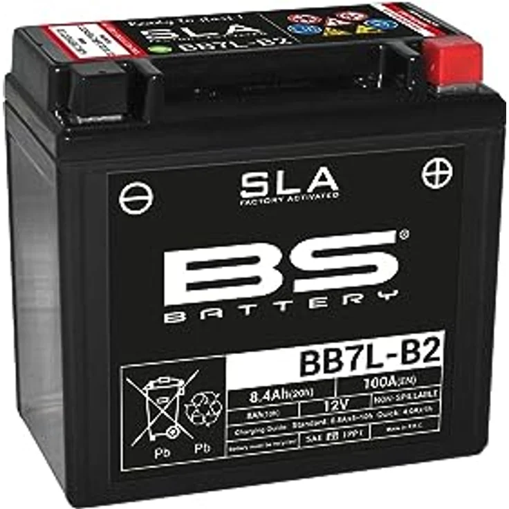 BS Battery SLA Wartungsfreie Batterie YB7L-B2, 12V, 8.4Ah, werkseitig aktiviert, vibrationsfest, wartungsfrei – Bild 2