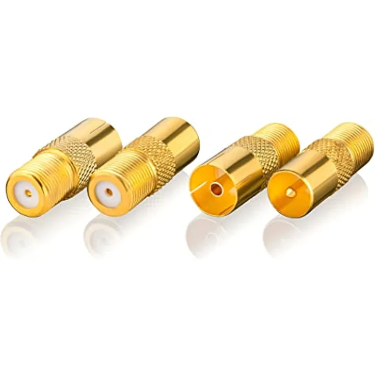 SEBSON SAT Antenne Adapter Set, 2x F-Buchse auf Koax Stecker (IEC), 2x F-Buchse auf Koax Buchse (IEC) - SAT Kabel Adapter für analoge und digitale Signalübertragung