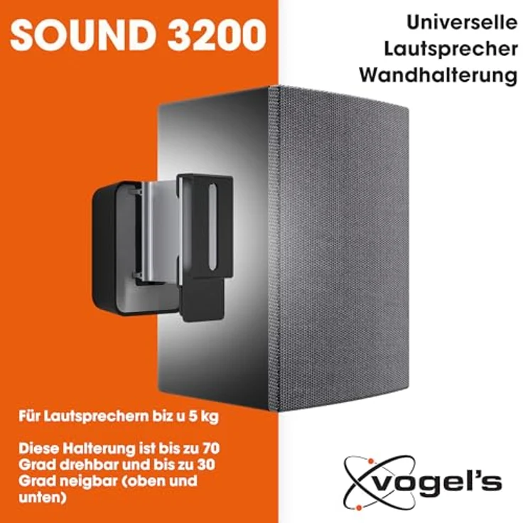 Vogel's SOUND 3200 Universeller Lautsprecher Wandhalterung 5kg, Auch geeignet für Denon Home 150, Schwarz (1x) – Bild 3