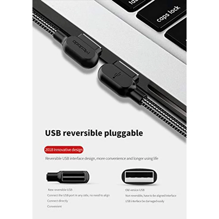 Mcdodo LED 90 Grad 1,8m Ladekabel Nylon geflochten für USB C Anschluss – Bild 8