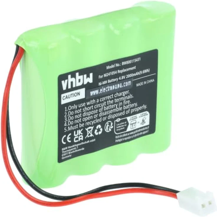 vhbw Akku Ersatz für Teleradio M241054, 2000 mAh, 4,8 V NiMH, leistungsstarker wiederaufladbarer Akku für Industrie-Funkfernsteuerung – Bild 1