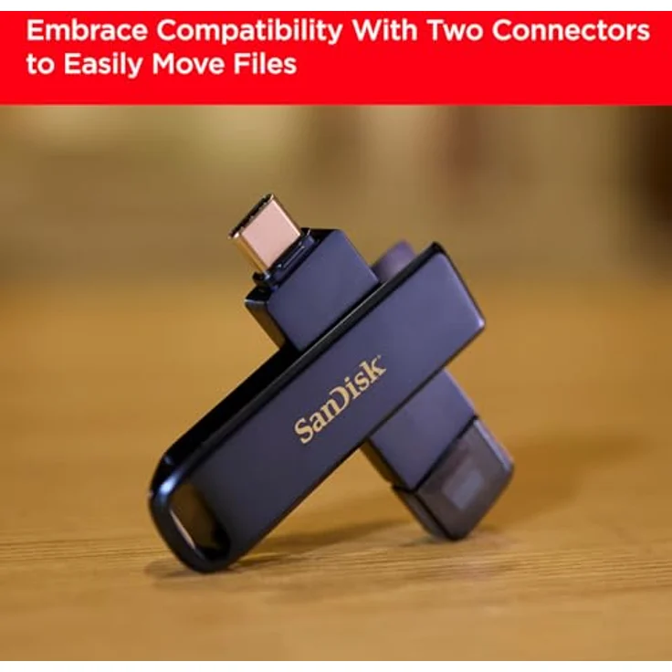 SanDisk Phone Drive, Flash-Laufwerk 2-in-1, iPhone Speicher 128GB, Metallic Sky (Automatisches Backup, Lightning und USB Type-C Anschluss, Passwortschutz, Verschlüsselung) – Bild 2
